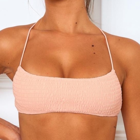 NWT White Fox Boutique x Sara’s Day Malaki Smocked Bikini Top in Pink - Picture 3 of 8